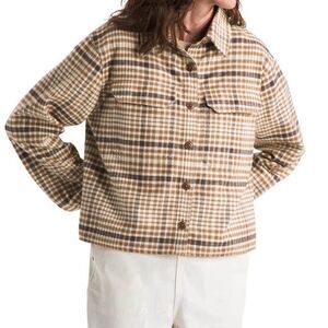 The North Face Small Flannel Plaid Tan Utility Jacket Shacket Oversized